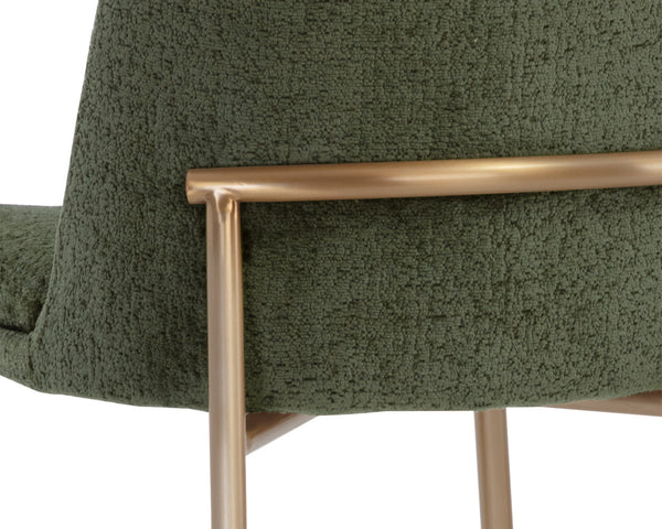 Sunpan Zeke Counter Stool - Stylish Modern Design with Comfortable Curved Backrest for Contemporary Spaces Antique Brass / Bergen Olive