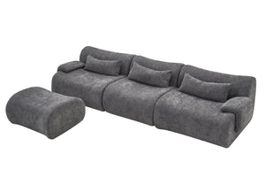 English Elm Boneless Curved Sofa 3 Seat Low Profile Streamlined Frame for Modern Living Rooms W3728S00009