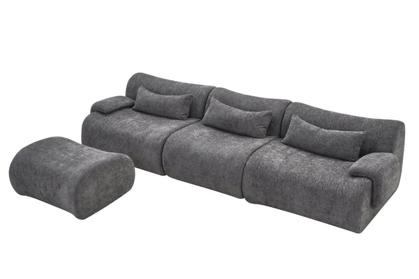 English Elm Boneless Curved Sofa 3 Seat Low Profile Streamlined Frame for Modern Living Rooms W3728S00009