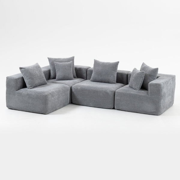 English Elm Modular Low Profile Sectional Sofa Plush Chenille Upholstery for Cozy Living Rooms W3326S00035