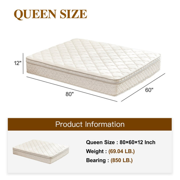 English Elm Queen Hybrid Mattress 12 Inch Gel Foam Pocket Coil Medium Firm Sleep Support W3682P338224