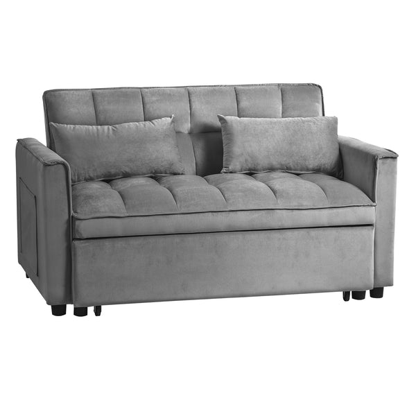 English Elm 3 Velvet Convertible Sleeper Sofa Bed with Pull-Out, Adjustable Back, Side Pockets & Pillows — Dark Gray W2121P289395