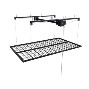English Elm Overhead Garage Storage Rack with Crank Lowering Steel Platform for High Ceilings W2700P346226