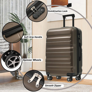 English Elm 28 Inch Hardshell Abs Checked Suitcase with Spinner Wheels and Built-in Lock for Travel N730P323462G