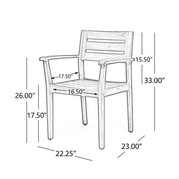 English Elm Christopher Knight Home® - STAMFORD Solid Acacia Wood Dining Chairs Set of 2 for Patio Backyard Poolside Garden, Durable Weatherproof Construction Teak N762P251941A