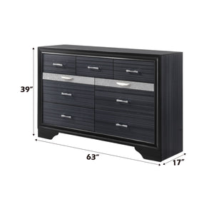 English Elm Naima Modern Textured Finish Dresser with Felt-Lined Jewelry Drawer, Silver Pulls, Smooth Glide Black 66 L x 20 W x 43 H B2726P261245