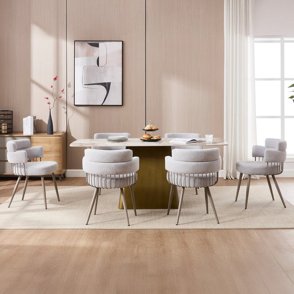 English Elm Upholstered Dining Chair Gray Fabric with Thick Cushion, Ergonomic Back, 280lb Iron Frame, Quick 15‑Min Assembly T3707P373063