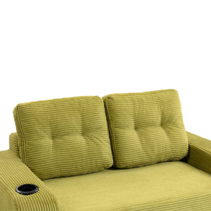 English Elm Convertible Floor Sofa Bed with Memory Foam and Ribbed Corduroy for Small Spaces Olive W395P438030