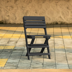 English Elm Coastal Bay Recycled Hdpe Folding Bistro Chair for Patio and Balcony Use Black B2745P409662