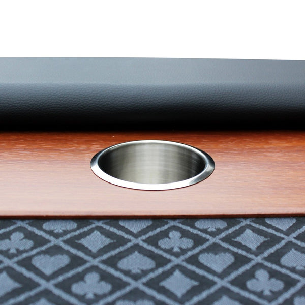English Elm 96" Oval Poker Table Seats 10 with Speed Felt Surface Stainless Steel Cup Holders Black W2748S00048