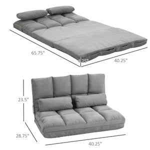 English Elm Homcom Convertible Floor Sofa Chair - Versatile Folding Couch Bed With 2 Pillows & Adjustable Comfort W2225P217476