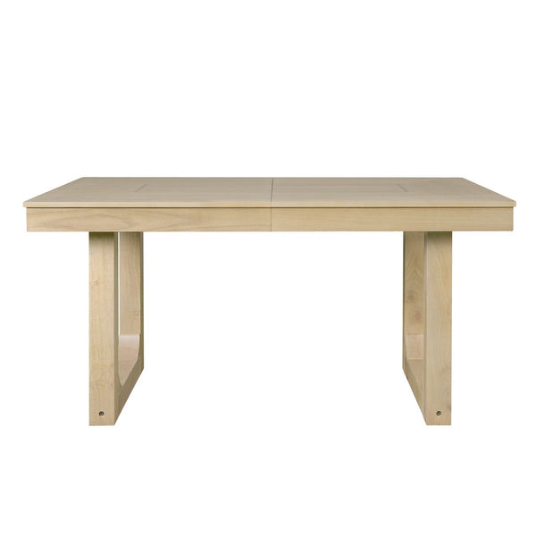 English Elm 60"-78" Farmhouse Rubberwood Dining Table Seats Eight with Removable Leaf Natural N752P272062N