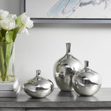 Madison Park Signature Ansen Transitional Mirrored Ceramic Decorative Vases 3-piece set MPS162-347 Silver