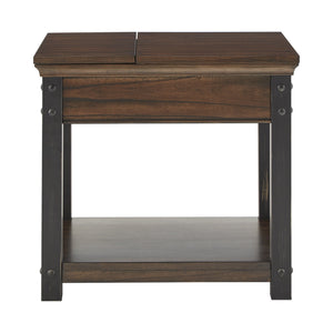 Niccola Modern End Table with Drawer Power Outlets and Lower Shelf