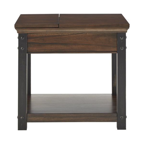 Niccola Modern End Table with Drawer Power Outlets and Lower Shelf