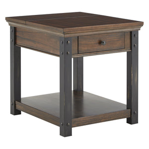 Niccola Modern End Table with Drawer Power Outlets and Lower Shelf