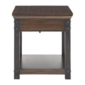 Niccola Modern End Table with Drawer Power Outlets and Lower Shelf
