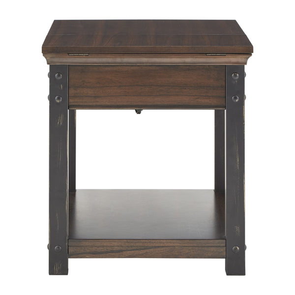 Niccola Modern End Table with Drawer Power Outlets and Lower Shelf