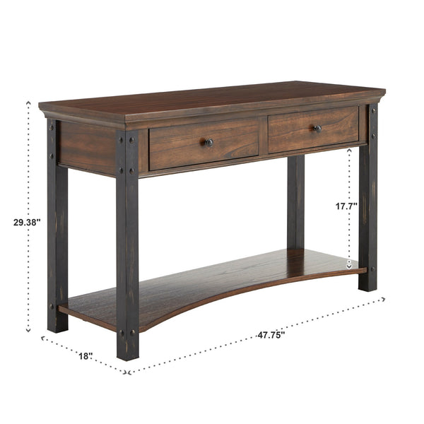 Niccola Sofa Console Table with Drawers and Shelf for Living Room or Hallway