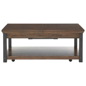 Niccola Lift Top Coffee Table with Wood Veneer Top and Metal Frame Storage