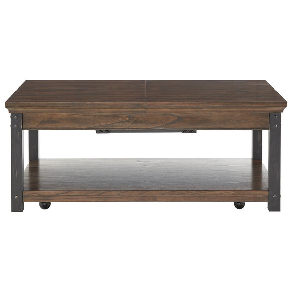 Niccola Lift Top Coffee Table with Wood Veneer Top and Metal Frame Storage