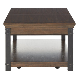 Niccola Lift Top Coffee Table with Wood Veneer Top and Metal Frame Storage