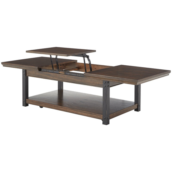 Niccola Lift Top Coffee Table with Wood Veneer Top and Metal Frame Storage