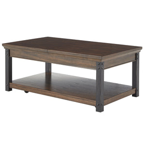 Niccola Lift Top Coffee Table with Wood Veneer Top and Metal Frame Storage