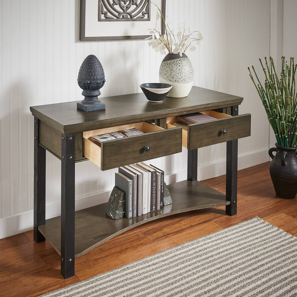Niccola Sofa Console Table with Drawers and Shelf for Living Room or Hallway