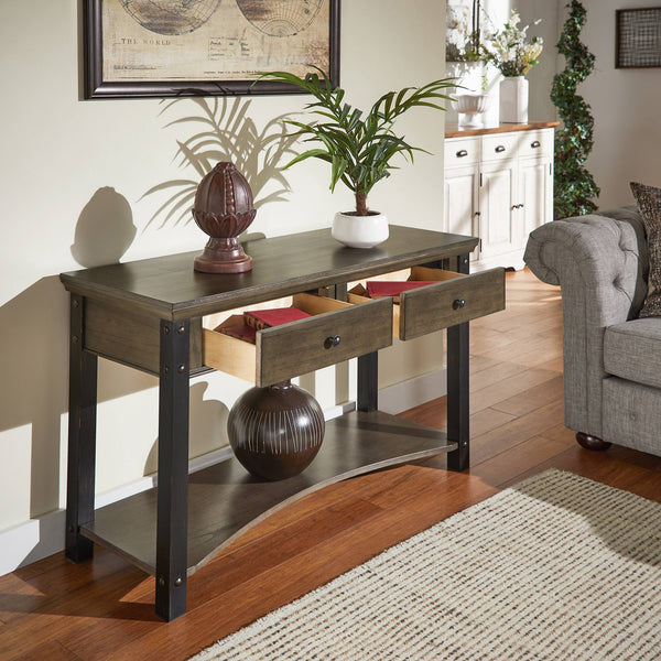 Niccola Sofa Console Table with Drawers and Shelf for Living Room or Hallway
