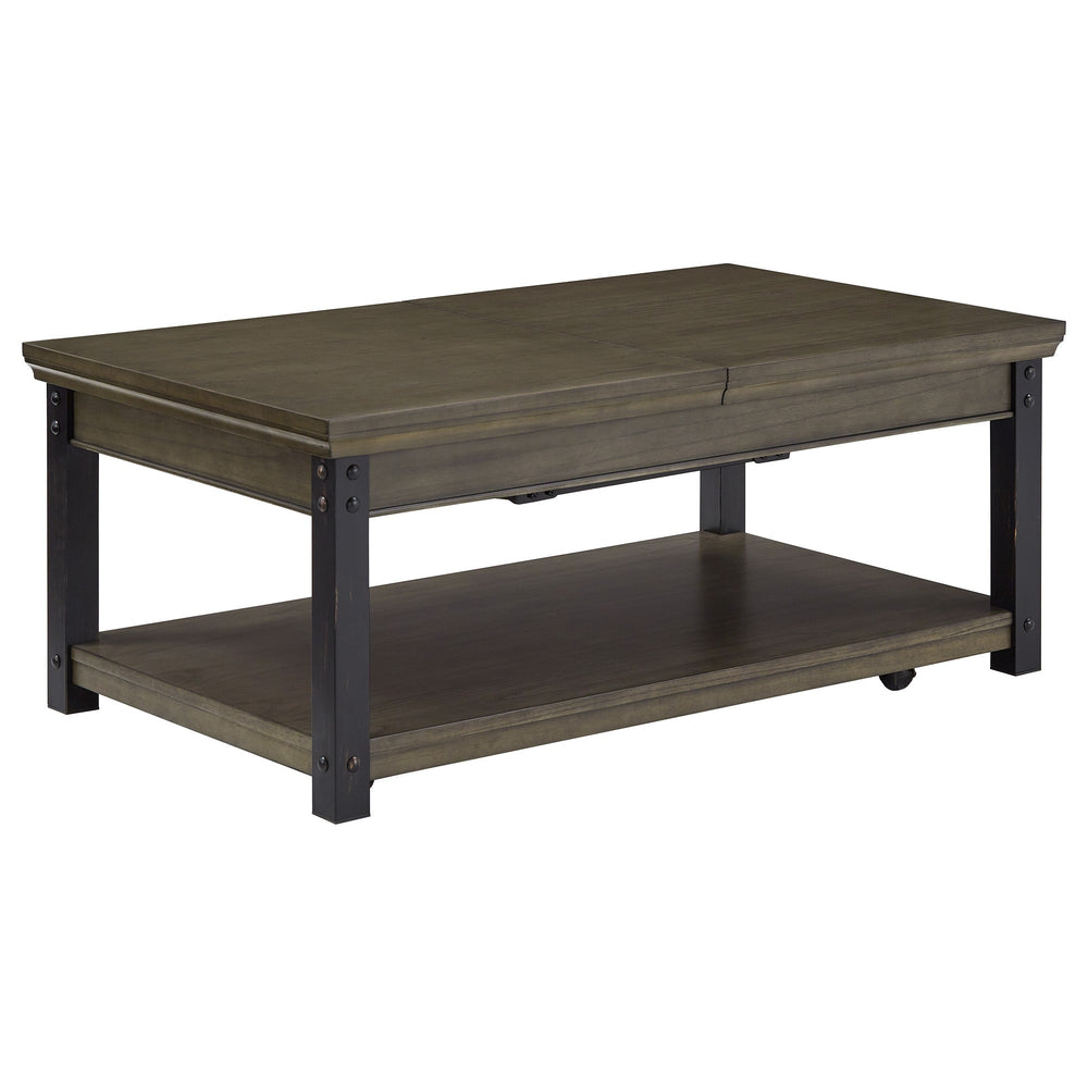 Homelegance Niccola Lift Top Coffee Table with Wood Veneer Top and Metal Frame Storage Antique Grey 074GA-30