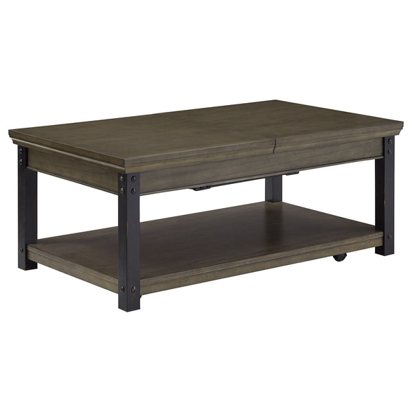 Homelegance Niccola Lift Top Coffee Table with Wood Veneer Top and Metal Frame Storage Antique Grey 074GA-30