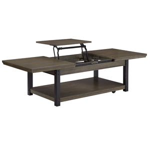 Niccola Lift Top Coffee Table with Wood Veneer Top and Metal Frame Storage