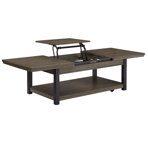 Niccola Lift Top Coffee Table with Wood Veneer Top and Metal Frame Storage