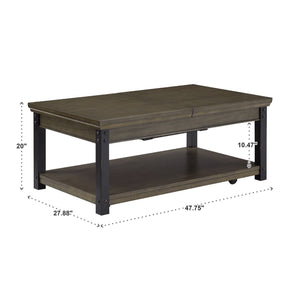 Niccola Lift Top Coffee Table with Wood Veneer Top and Metal Frame Storage