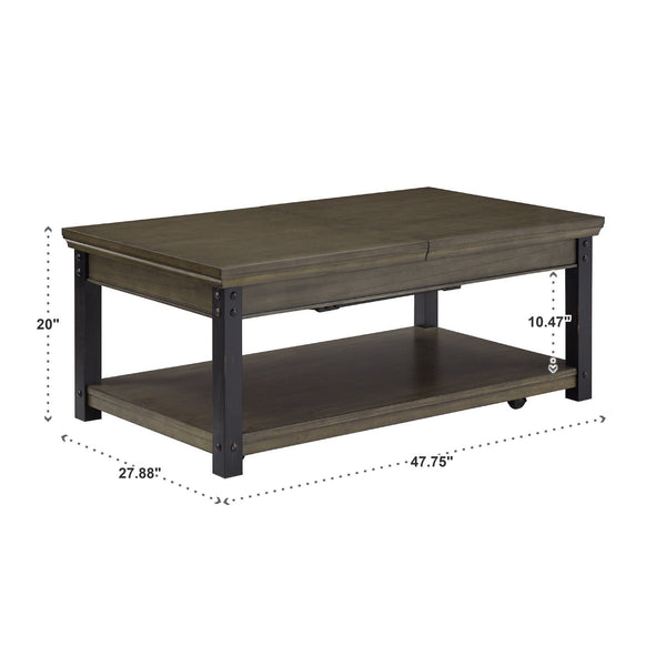 Niccola Lift Top Coffee Table with Wood Veneer Top and Metal Frame Storage
