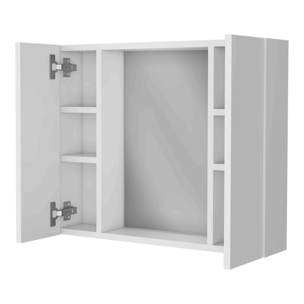 English Elm Draco Modern Wall Medicine Cabinet with Mirror and External Shelf, Double Door Storage Solution White 28 L x 26 W x 3 H B128P148908