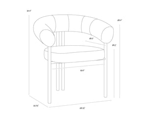 Sunpan ONIVA Dining Armchair – Modern Black Upholstered Comfort with Stylish Curves for Any Space 112264