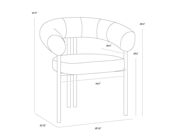 Sunpan ONIVA Dining Armchair – Modern Black Upholstered Comfort with Stylish Curves for Any Space 112264