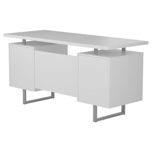 English Elm 1pc Contemporary Sleek Desk 47.25" Compact Home Office Table with Reversible Drawer and File Storage White 63.5 L x 26 W x 6.31 H B011P362566