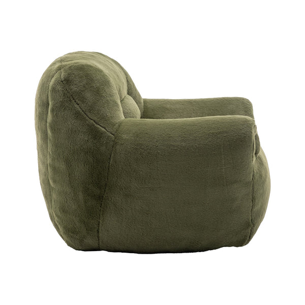 English Elm Bean Bag Chair - Plush Faux Fur Sofa With Back Support, Perfect For Any Room, Adults & Kids - Green W2200P326891