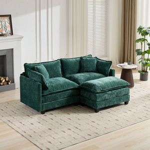 English Elm Cloud Sofa Loveseat - Modern Compact Sectional Couch For Small Spaces, Plush Chenille Comfort, Green W1143S00010