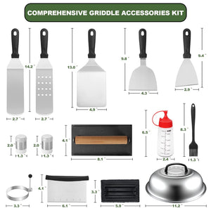 English Elm Griddle Accessories Set 18 Piece Stainless Steel Kit for Flat Top Outdoor Cooking W2181P480522