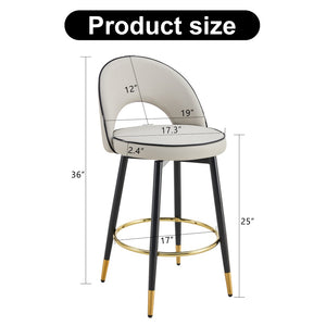 English Elm 360 Swivel Pu Leather Barstools Set of Two with Matte Black Legs for Kitchen or Bar W1151P265583