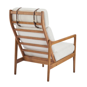 English Elm Christopher Knight Home® - Mid Century Modern Accent Armchair - Solid Wood Frame, High Back Beige Cushion, Stylish & Durable N767P298391B