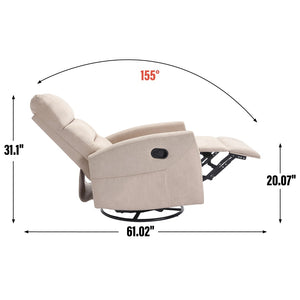 English Elm Manual Rocker Recliner with 360 Swivel Beige Fabric Upholstery for Living Room W3224P289285