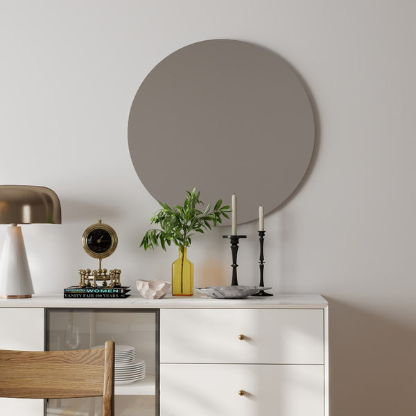 English Elm 80cm Round Float Glass Wall Mirror Polished Edge Vanity Bathroom Hallway Decor W3151P265970