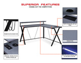 OSP Home Furnishings Checkpoint L Shape Gaming Desk Black