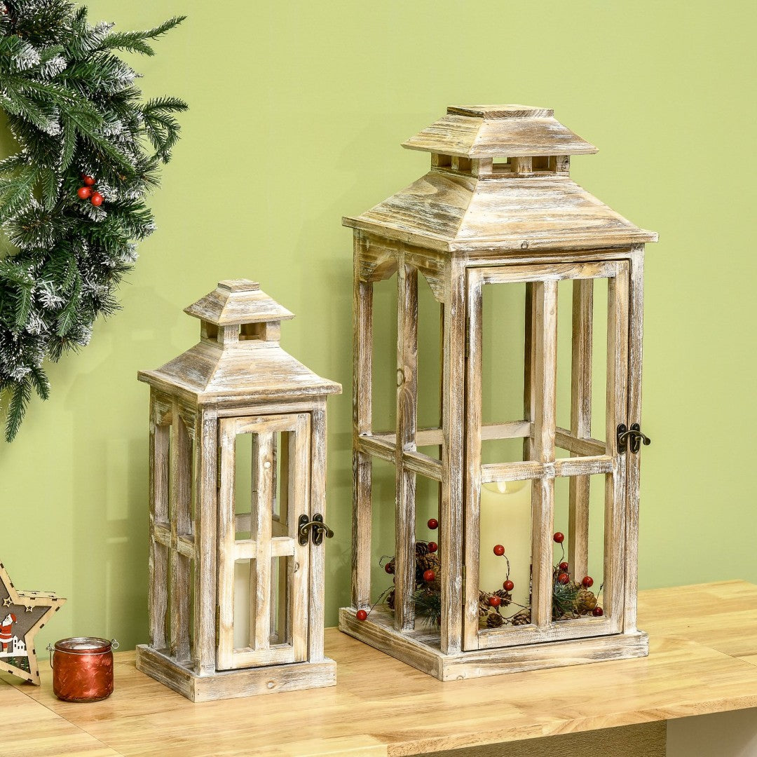 Homcom Fir Wood Lantern
