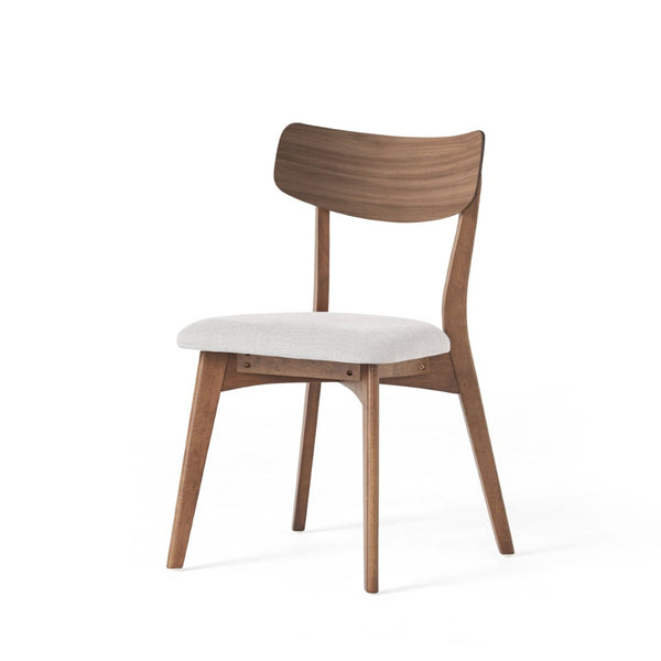 English Elm 7-pieces Mid-century Rubberwood Dining Set Seats Six with Upholstered Beige Chairs N768P379795L_6_N768P247991W